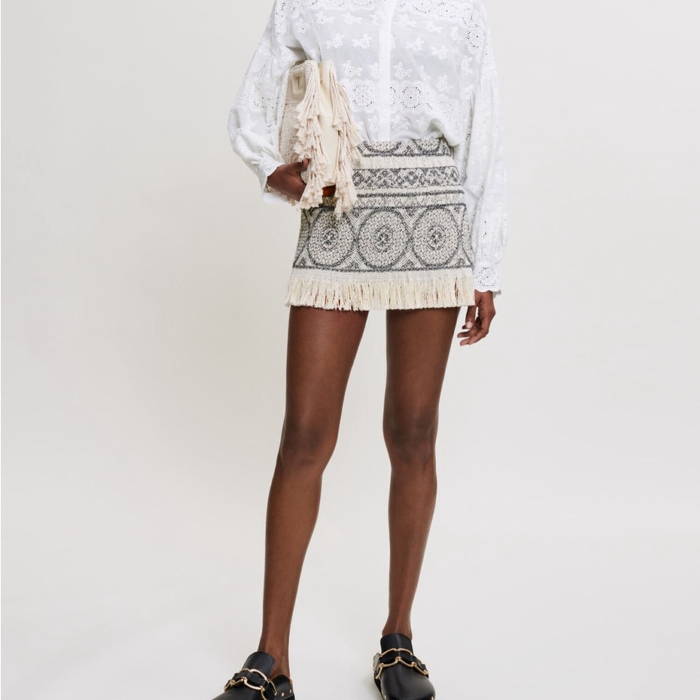 Maje Boho Chic Fringe Skirt